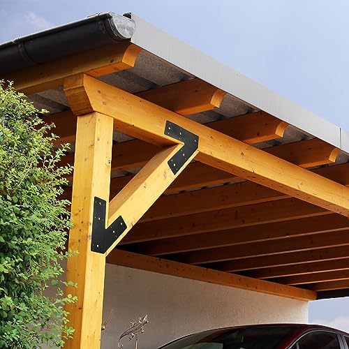 Sihnman 45 Degree Angle Flat Bracket (2 pc) with Powder Coating as Mending Plate, Angled Brackets, Knee Plate, and Leg Bracket for Truss and Framing. Great for Outdoor and Indoor