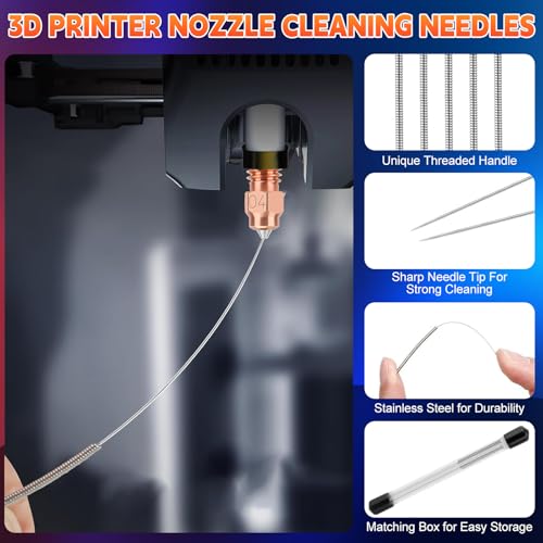 3 Pcs 0.4mm Quick-Swap K1C Nozzle Kit for Creality K1, 3D Printer Nozzle with Copper Alloy and Hardened Steel, 30 Pieces Cleaning Needles Wrench for Creality K1C/K1/K1 Max/Ender 3V3 3D Printer