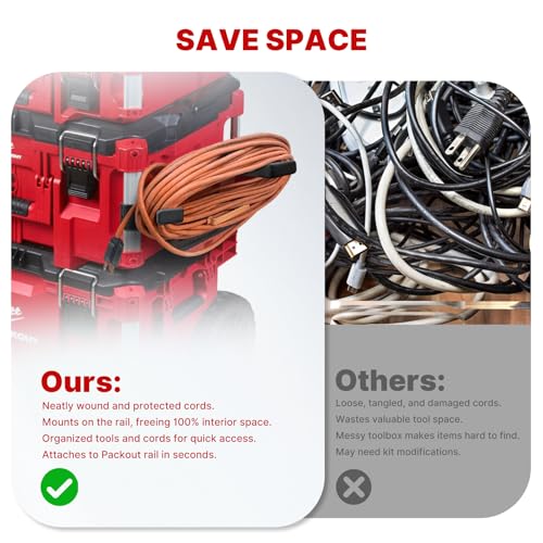 BYERN AUTO Packout Mount & Cord Holder Bundle: 100LB Base Plate + 50ft Extension Cord Organizer for Milwaukee Packout
