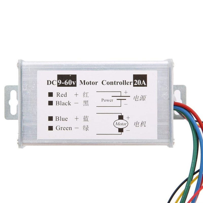 DC Motor Speed Controller, Brushed Motor Driver Controller Module 20A DC 9V 12V 24V 36V 48V 60V Motor without reverse rotation
