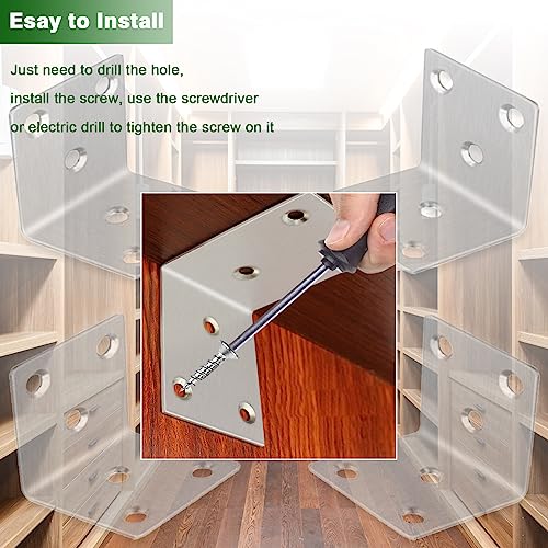 40PCS L Brackets 1.5X1.5X0.08IN 304 Stainless Steel Corner Braces 1.57X1.57X0.08IN