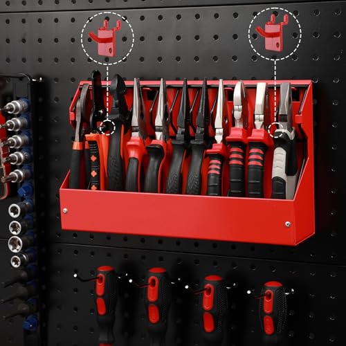 Mayouko 11 Slots Pliers Rack Organizer Holder, For Standard & Wide Pliers, All Steel, Fits in Toolbox Drawer, Chest, Pegboard, Tilt Feature, 11 Slots x 0.92" 1 Rack