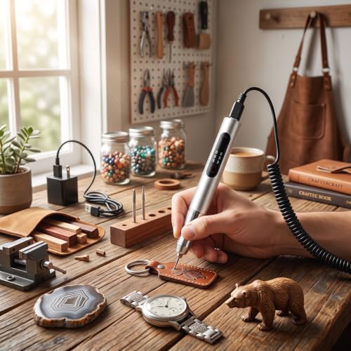Mini Electric Engraving Pen, 10W 3 Gear Polishing Pen Small Grinder 5V USB Rechargable DIY Engraver Pen for Jewelry Wood Glass Stone Carving