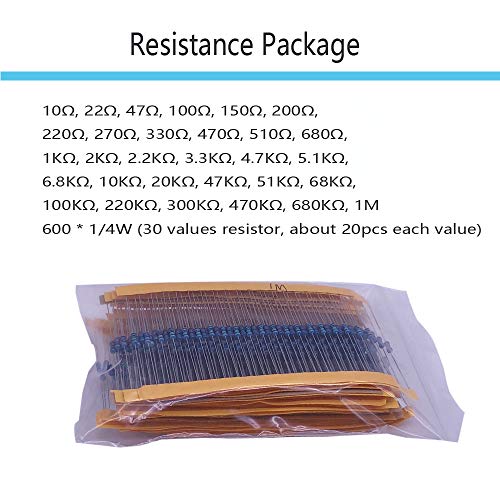 Electronic Component Kit & Total 1390 Pcs, LED Diodes, Metal Film Resistors, Electrolytic Capacitor Package, Common Diodes, Ceramic Capacitors, Common Transistor Assortment Box 160x117x57mm