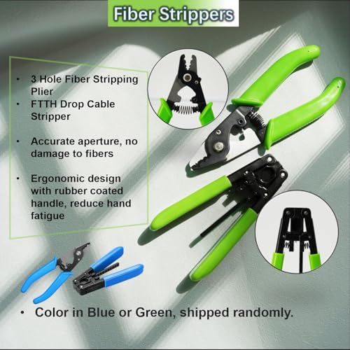 Fiber Optic Tool Kit, VFL + OPM 10 Wavelength + RJ45 Network Test, FTTH FiberTermination Kit with FiberCleaver & Strippers for Telecom Contractors & Home Fiber Installation