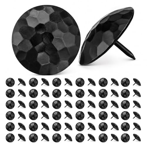 50 Pcs Black Metal Decorative Nails, 1.5 in Large Cap Tortoise Shell Textured Iron Nails, 1 in Shank Length for Antique Wooden Doors, Furniture Remodel, Architecture Decor, Craft Projects