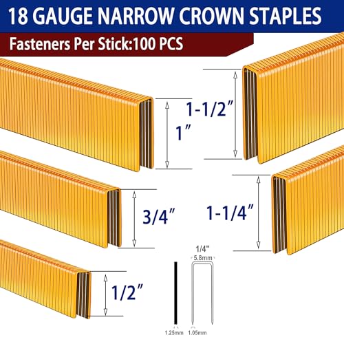HW HAMWOO 18 Gauge 1/4" Narrow Crown Staples:3000pcs Assembly--3000pcs