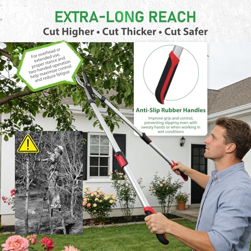 Extendable Loopers for Tree Trimming, 26-38'' Heavy Duty Thick Branches Cutter Lopping Shears with SK5 Steel Blade, Pruning Shears with 1.6” Cut Capacity, Loppers with Compound Action for Gardening