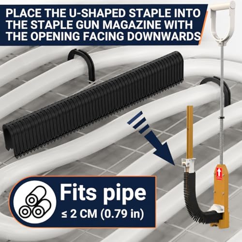 1100 Pcs PEX Pipe Staples for Foamboard Stapler, 1.65 Inch U-Shaped Staples for 3/4 Inch Radiant Floor Heating Pipe, Fits 1 Inch and 2 Inch Foam Board, Black Floor Heating Pipe Clips
