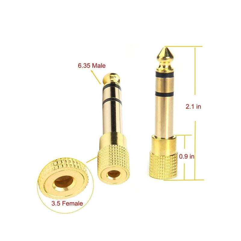 Audio Adapter 6.35mm to 3.5mm Aux: Gold Plated Stereo 1/4 Inch Male Plug to 1/8-inch Female Jack for Headphone Guitar Amp