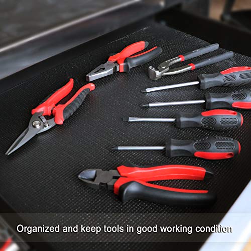 CASOMAN Professional Tool Box Liner and Drawer Liner 18 inch x 24 feet, Black & Blue, Easy Cut Non-Slip Foam Rubber Toolbox Drawer Liner Mat - Adjustable Thick Cabinet Liners