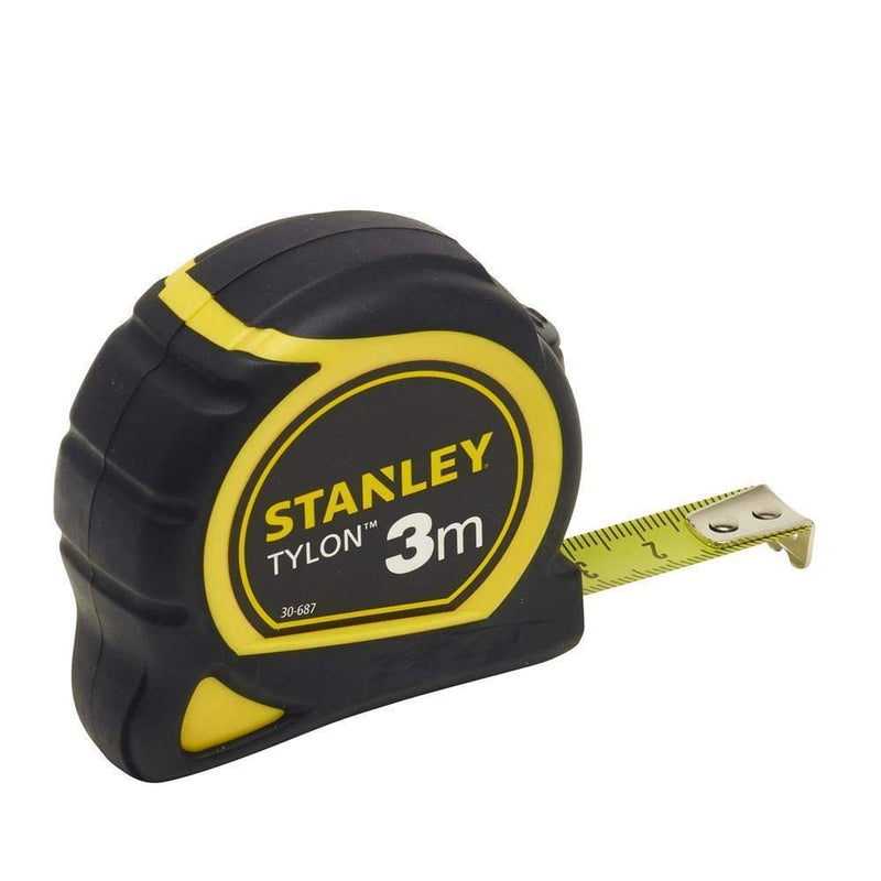 Stanley 1-30-687 Tylon tape measure, 3 m, Tylon polymer protective layer, sliding end hook, plastic housing