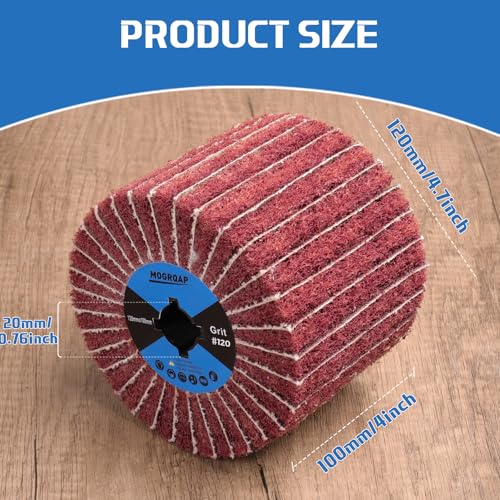 Sanding Roller Brush Grit 120 Sanding Sleeves Fibre Sanding Roller | Nylon fibre and sandpaper slats, 120 for fine sanding, flexible for contours, for wood, metal and polishing 120 Grit with Sandpaper
