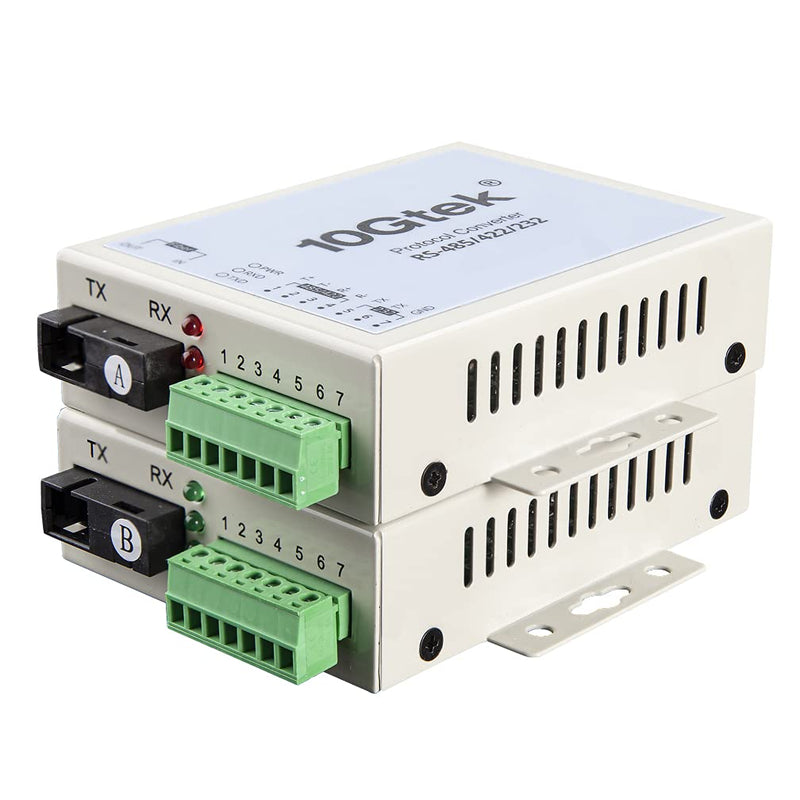 Serial RS485/RS422/RS232 to Fiber Optic Media Converter, Serial Communication Data Converter Device Server, SM Bidi SC 1310nm 20km, Daisy-Chain or Redundant-Ring FO RS-485/422/232