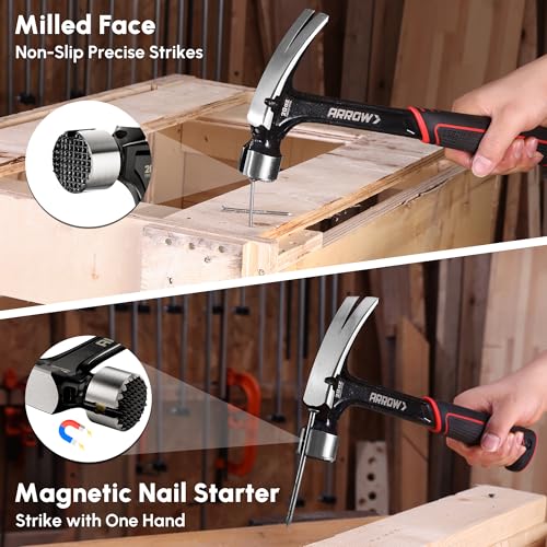 ARROW 20 oz Straight Claw Hammer, Rip Claw Hammer 20oz