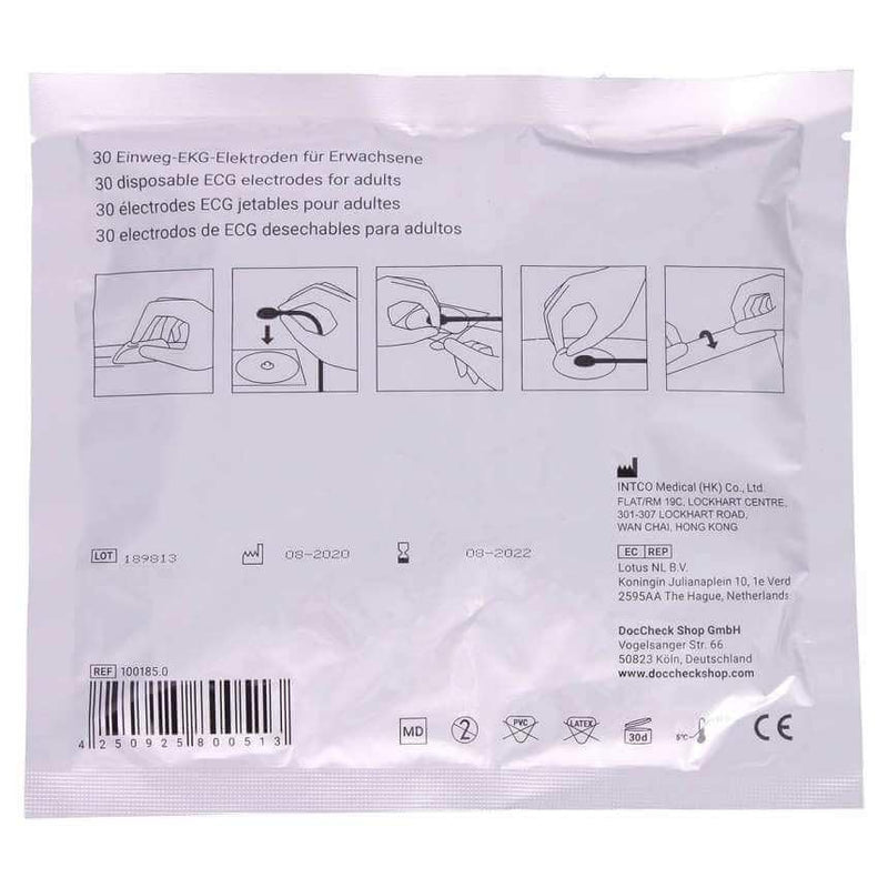 Disposable Electrodes "Bzzz" - Pack of 30 Push Button Connection, Diameter 50 mm, Foam, For ECG and Ergometrics, Good Contact Properties, Lasting Conductivity, Comfortable to Wear, Skin-friendly