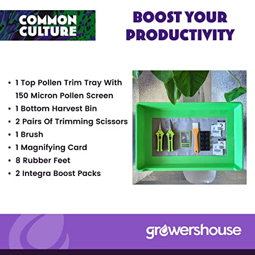COMMON CULTURE Trim Tray Kit with Trimming Tray 13" x 20", 150 Micron Pollen Screen, Bottom Harvest Bin, Scissors, Herb Plant Flower Dry Sifter Accessories and Supplies Set 20" x 13" x 2.6"