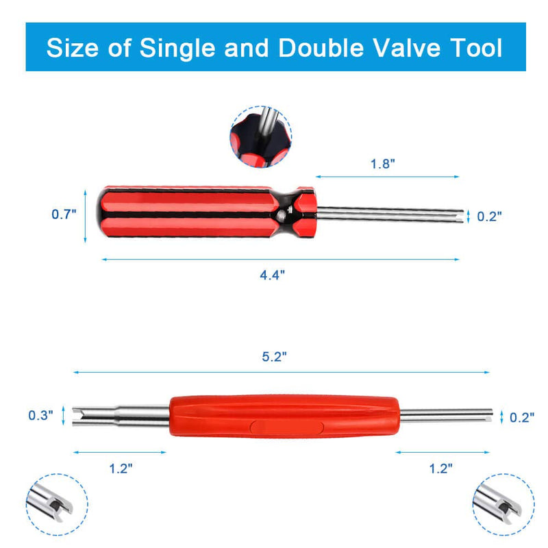 Riseuvo 6Pcs Tire Valve Stem Removal Tool - Single and Double Heads Valve Core Remover, 4-Way Valve Tool Great Tire Repair Tool for Various Valve Cores