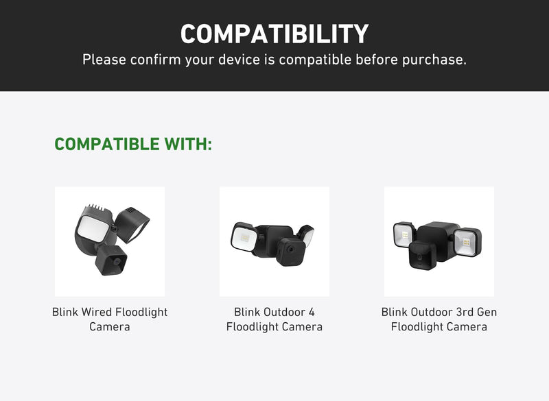 Holicfun Eave Mount for Blink Outdoor 4 Floodlight Camera and Blink Wired Floodlight Camera, 90-Degree Angle Adjustment, Black