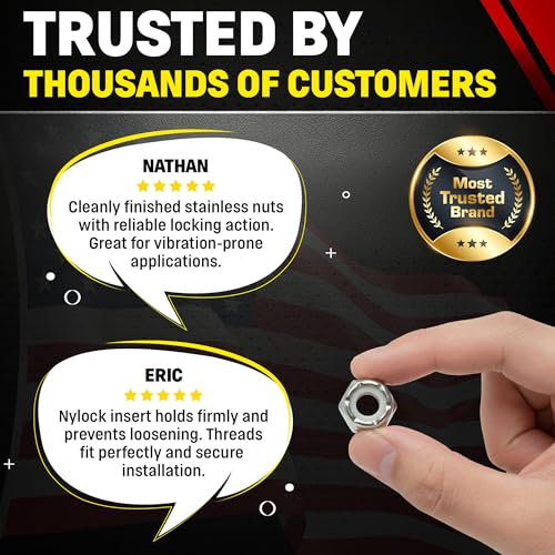 Chenango Supply 1/2-13 Stainless Steel Nylon Insert Lock Nuts – 304 Stainless, USS Coarse Thread, 100,000–125,000 PSI Tensile Strength, Corrosion-Resistant Nylock Nuts, 50 Pieces (1/2-13 Nylock)