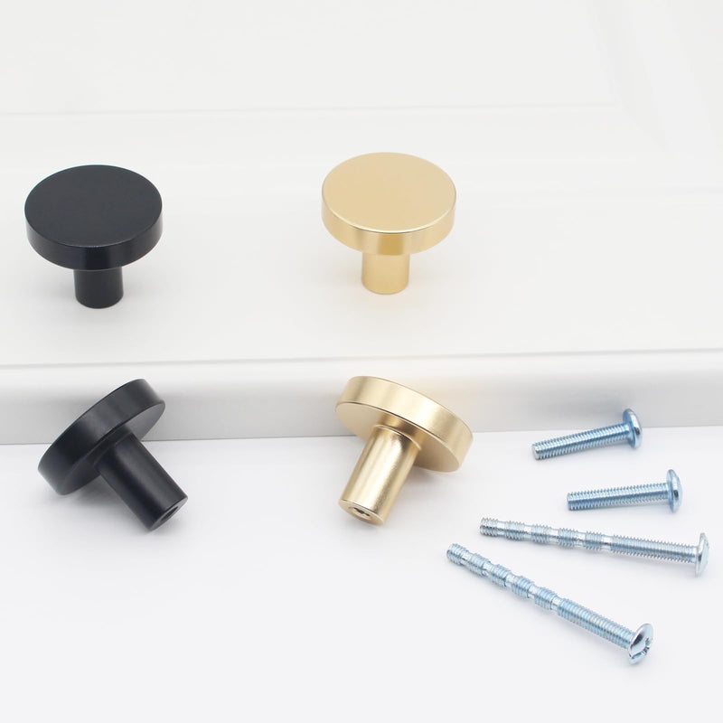 20 Pack Matte Black Kitchen Cabinet Knobs, Solid Dresser Knobs Drawer Handles for Cabinets, Single Hole Black Knob for Cabinets and Drawers Hardware Round 20 Pack