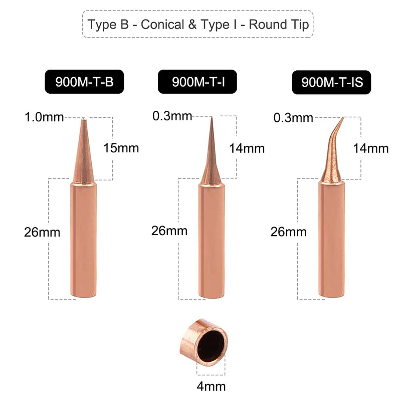 Saipor 15 pieces pure copper soldering tips set 900 m soldering tip replacement lead-free soldering station tool for Hakko, TENMA, ATTEN, Quick, Aoyue, Yihua soldering iron