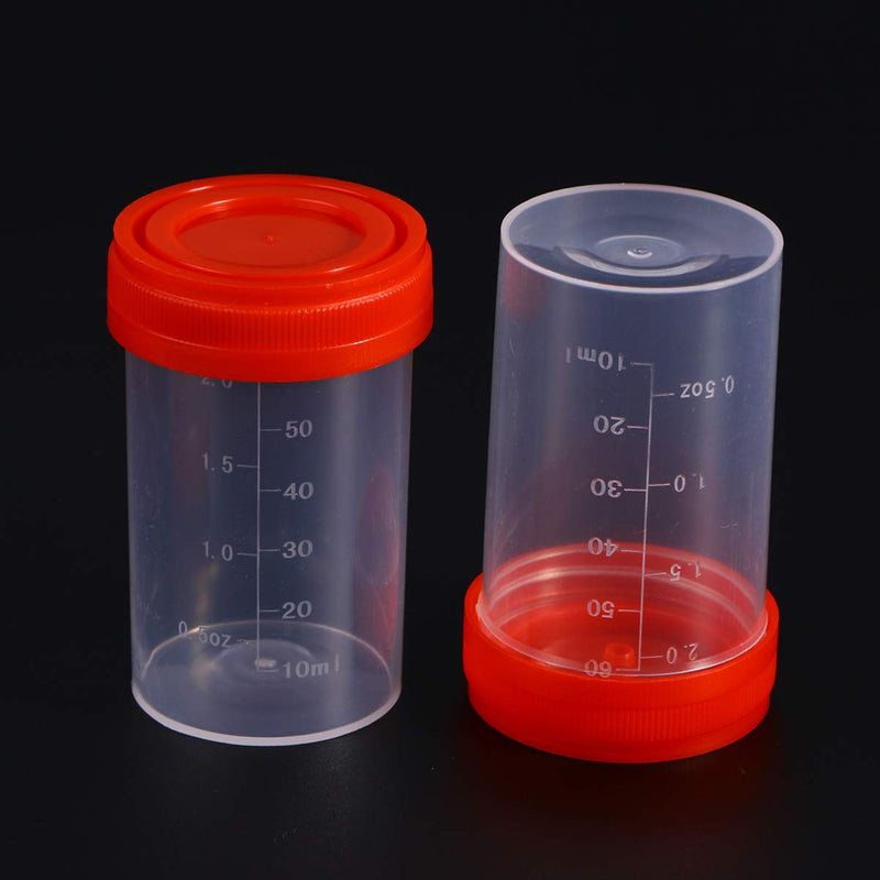 POPETPOP Sample containers 20 pieces sample cups with lids 60 ml urine container urine sample collection cup test cup without laboratory (random color) urine cup with screw lid medium as shown
