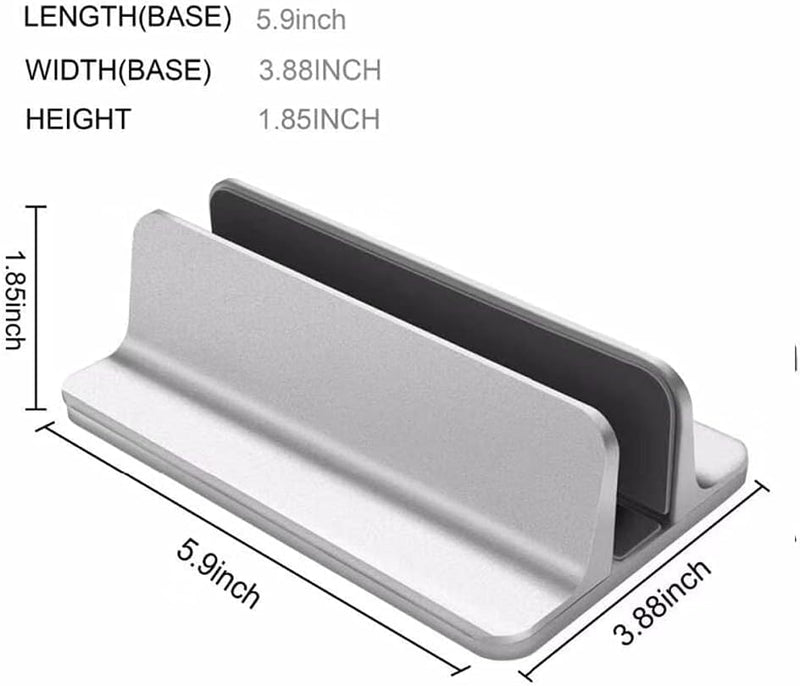 Vertical Laptop Stand Holder, Desktop Aluminum Notebook Stand with Adjustable Dock Size(Up to 17.3 inch) Compatible with All Lenovo/MacBook Pro/Air Dell Hp Surface iPad Gaming Laptops(Silver) Silver