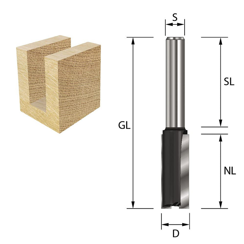 ENT 10378 Groove cutter HW, shank (S) 8 mm, diameter (D) 12 mm, NL 50 mm, SL 32 mm, GL 82 mm D=12 / NL=50 / GL=82 / Z=2