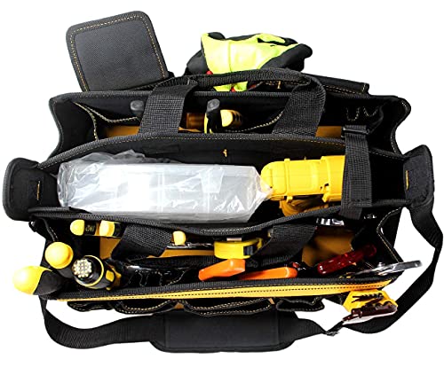 MELOTOUGH 17'' Center Tray Tool Bag with shoulder strap&Multi Tool Pouch Small Tool Bag Zipper Bag Zipper Pouches, Durable Storage Organizer Tote bag 2 Pack