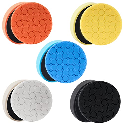 Car Polishing & Rotary Tool Buffing Bundle, 5Pcs 5.5 Inch Hex Logic Sponge Pads + 82Pcs 1/8" Shank Rotary Polishing Accessories