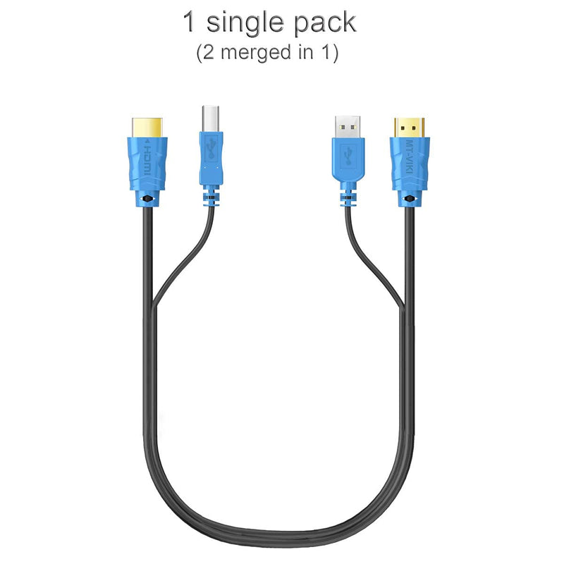 MT-VIKI 2 Pack USB KVM Cable - 6ft, 4K HDMI USB A/B Twin Cord for Standard KVM Switch