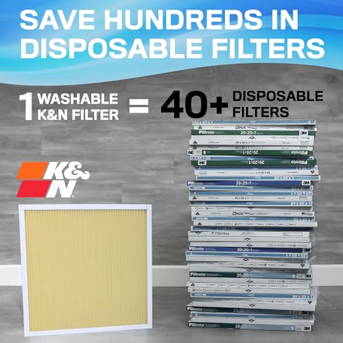 K&N 14x20x1 HVAC Furnace Air Filter, Lasts a Lifetime, Washable, Merv 11, the Last HVAC Filter You Will Ever Buy, Breathe Safely at Home or in the Office , HVC-11420, 1 Count (Pack of 1) 13.6" x 19.6" x 0.8"