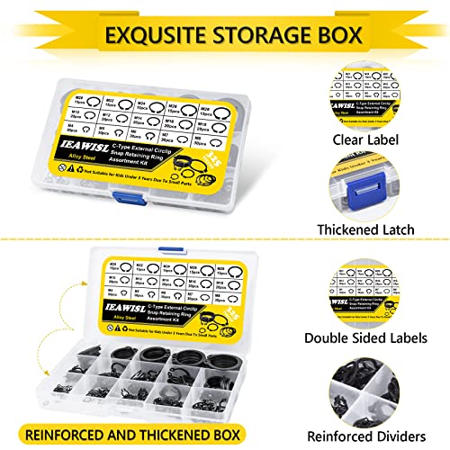 325PCS Alloy Steel C-Clips & 330PCS Alloy Steel E-Clip