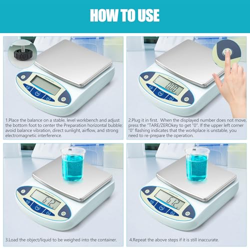 CXRCY 5000g x 0.01g Lab Scale, Analytical Balance, Digital Scale 5000g, WITHOUT Transparent Cover