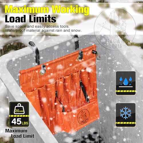 Lineman Tool Board, Aerial Apron, Bucket Truck Tools Organizer with Over 16 Pockets, Tool Organizer for Bucket Trucks and Lineman, Includes Two 2” Bucket Hooks 8 Pockets (without Magnet) 1