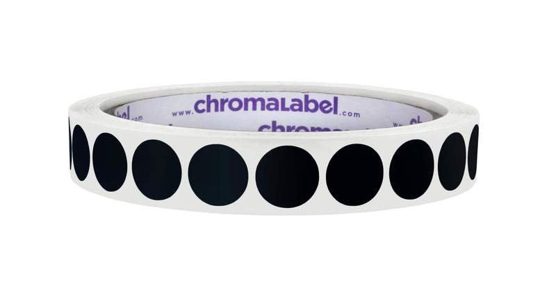 ChromaLabel 1/2 Inch Circle Sticker Labels, Easy to Write On Colored Sticky Dots, Permanent Adhesive Label - 1000 Color Coding Labels per Roll, Black Stickers 1/2"