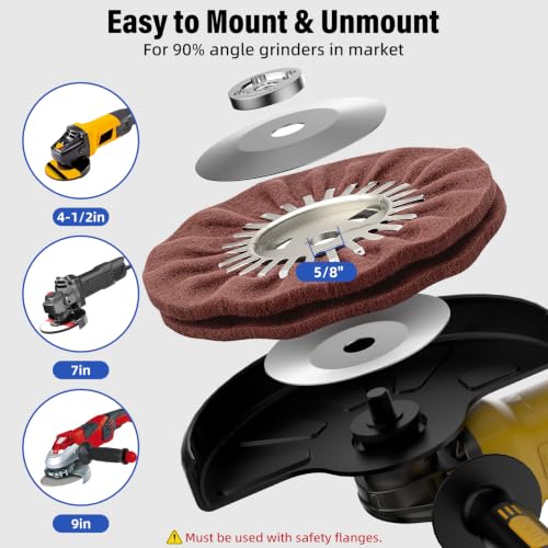 8" Airway Buffing Wheels for 4.5" Angle Grinder, 11PCS Buffer Polisher Wheel for Car, Aluminum Metal Polishing Wheel Pad and Compound Kit for Mirror Finish (5/8" Arbor Hole)