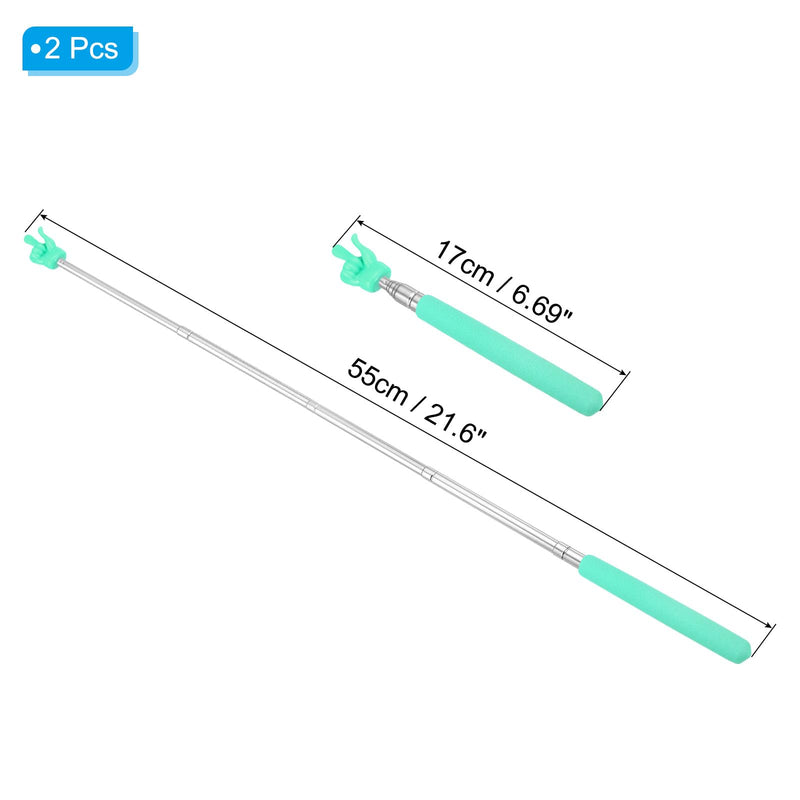 PATIKIL Telescopic Teachers Pointer Stick, 2 Pcs Classroom WhiteBoard Teacher Hand Finger Mini Pointer for Presentation Speaker Guide Coach, Green