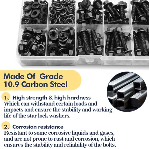 M6-1.0 Bolt x (Length 12/16/20/25/30mm) Flange Head Bolts Assortment Kit & Vifmy M8-1.25 Bolt x (Length 16/20/25/30mm) Flange Head Bolts Assortment Kit