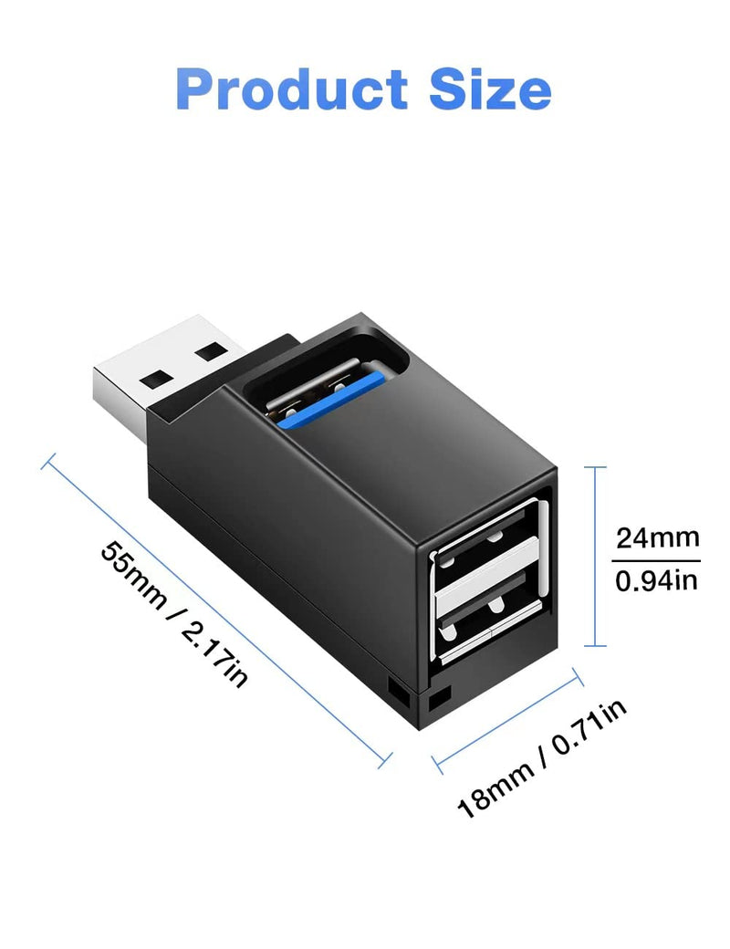 USB Hub 3.0, 3 Port USB Hub USB Splitter for Laptop, USB Expander USB Multiple Adapter for Mouse,Keyborad,Printer,Flash Drive,Xbox and More (Black with 3.0 * 1 Hub, 2.0 * 2 Hub)