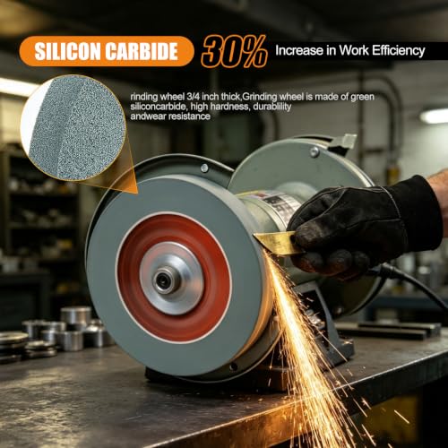 6" Bench Grinder Grinding Wheel & Wire Wheel Brush 150 Grit with 1/2" Arbor
