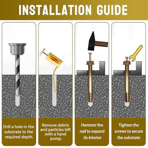 Hammer Drive Pin Anchor,3/8”x3-1/2” Strike Anchor for Cement,20Pcs 3/8"x3-1/2"