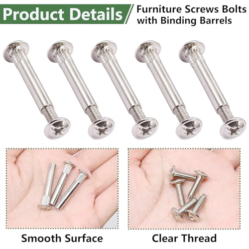 30 Sets 1/4-20 x 3/4" Furniture Screw Nut Wood Threaded Inserts, Screw-in Nuts 1/4-20 x 19/32" Furniture Bolts Fastener Connector Hex Socket Drive with Two Hex Wrenches + 130PCS M4 Furniture J