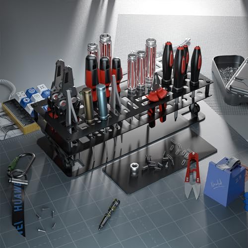 Screwdriver Organizer Holder Rack: Height Adjustable (Black) Black