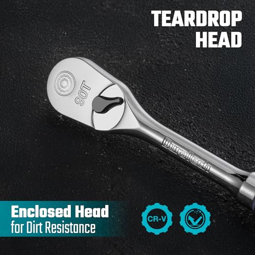 DURATECH 3-Piece Ratchet Set, 1/4", 3/8", 1/2" Drive Low Profile