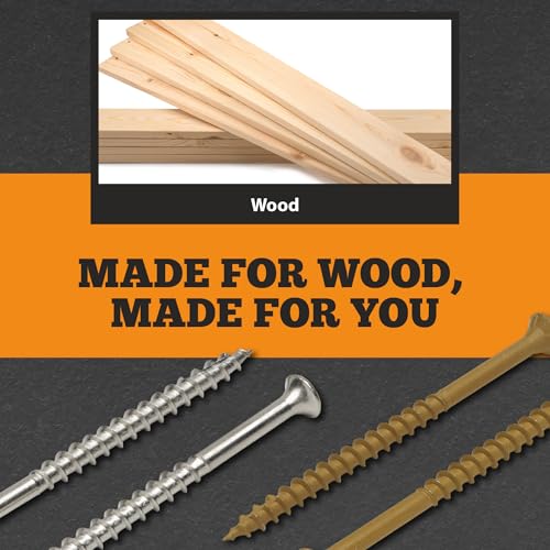 316 Stainless Steel Screws #9x2-1/2, Self Tapping Wood Screws with Torx T25 Star Drive, Type 17 Slot Point, 1 Free Bit Included (Natural, 300), by YYL FASTENER