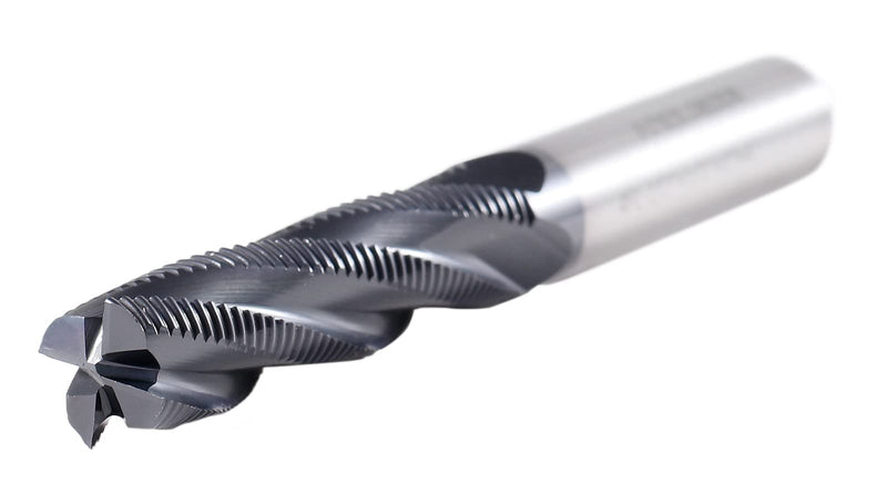 Accusize Industrial Tools 1/2'' Fine Tooth M42 8% Cobalt Tialn Roughing End Mill, 1/2'' Shk Dia, 2'' Flute Length, 4'' Oal, 4 Flute, 1104-0120 | Fine Tooth, M42 8% Cobalt, TiAlN Coated, 4" OAL, Single End, Center Cutting