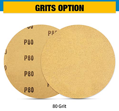 S SATC 100 PCS PSA Sanding Discs 6 Inch Adhesive Backed Sandpaper 80 Grit Sander Attachment for Drill Self Stick Aluminum Oxide Round Automotive Sandpaper with Sticky Back 100.0