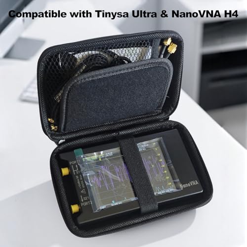 AURSINC 4 Inch Hard EVA Protective Case - Waterproof Shockproof Storage Bag with Carry Strap, Foam Divider, Secure Fit for NanoVNA H4 Vector Network Analyzer and TinySA Ultra Spectrum Analyzer